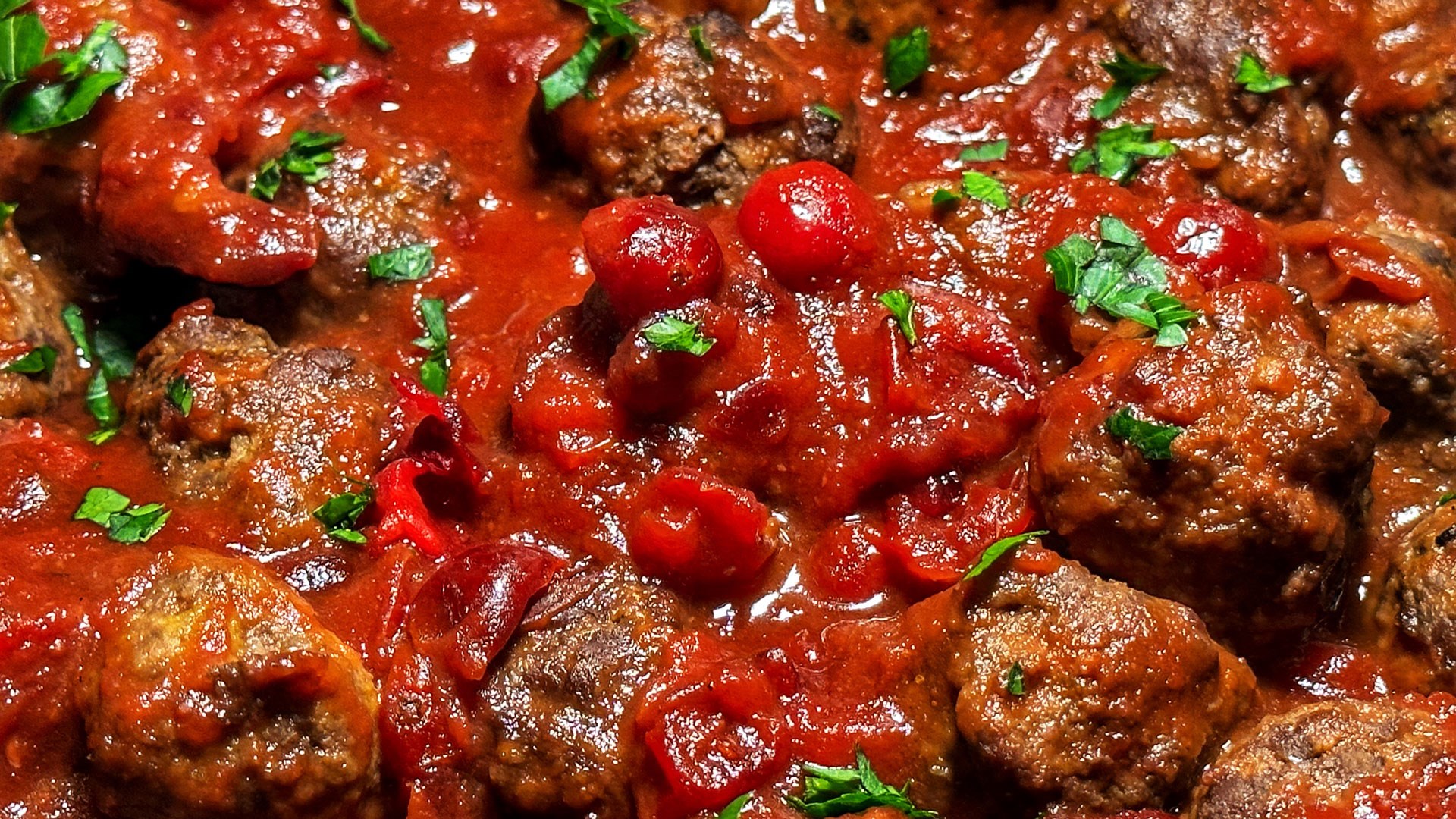 Up close with the berries on a meatball