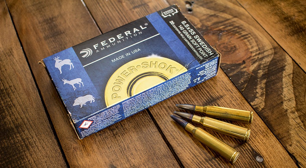 Federal Premium 6.5x55 Swedish Mauser Power Shok ammunition.