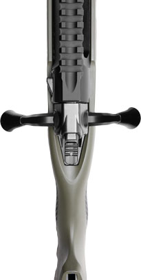 Bolt handle shown in both positions