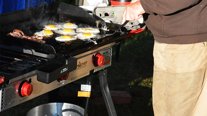 Camp Chef Pro 90X used in bear camp to cook breakfast