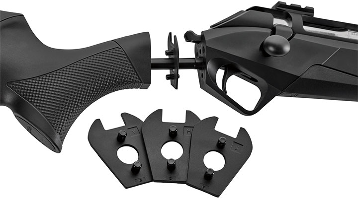 Benelli Perfect Fitting system variety of shims and spacers that allow owners to personalize length of pull, drop and hand angle to their stature and preferences.