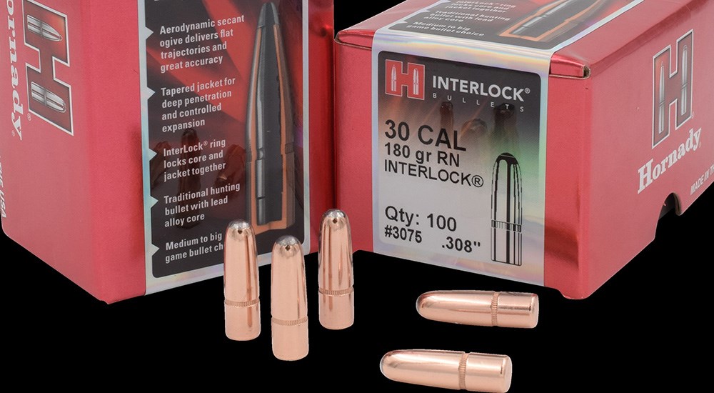 Hornady InterLock round nose bullets.