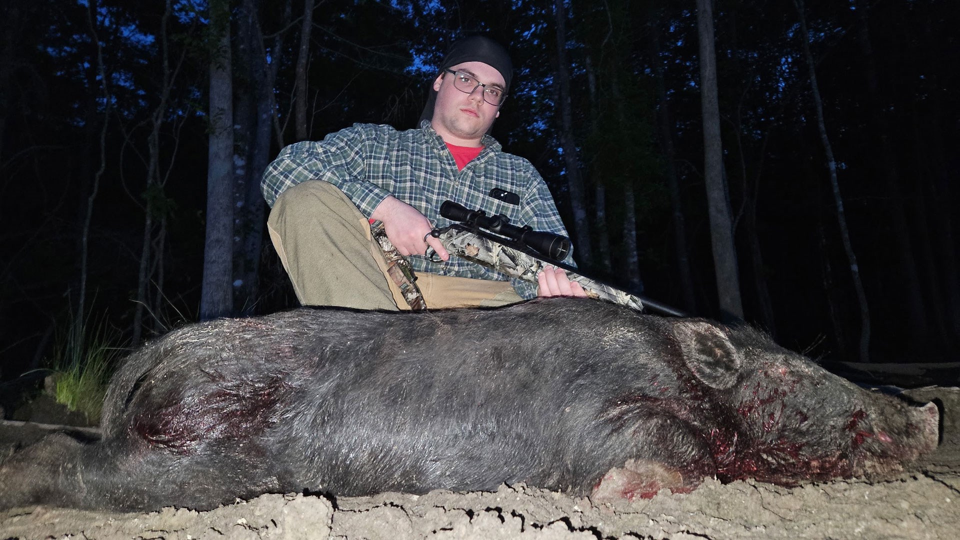 Hunter with Hog