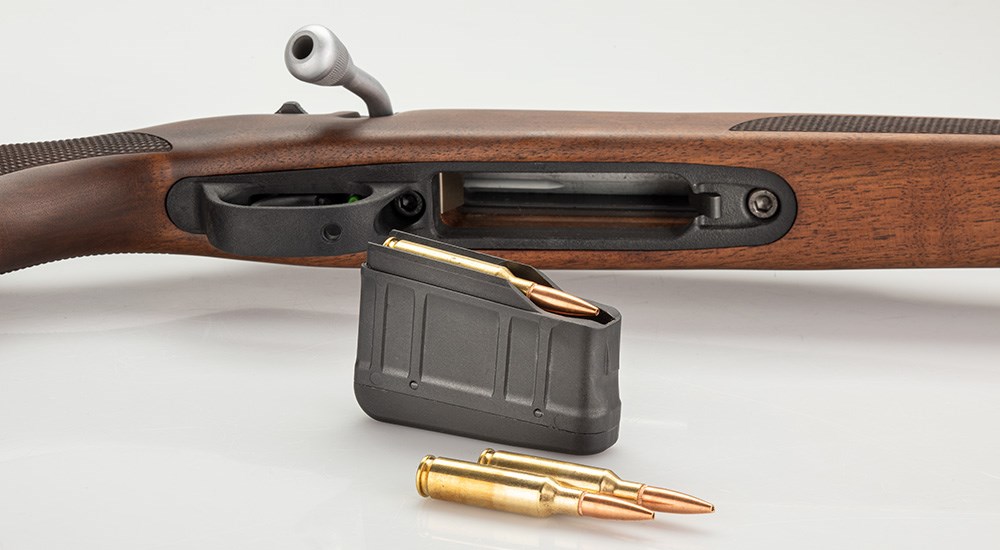 Stevens 334 rifle magazine removed from rifle loaded with ammunition.