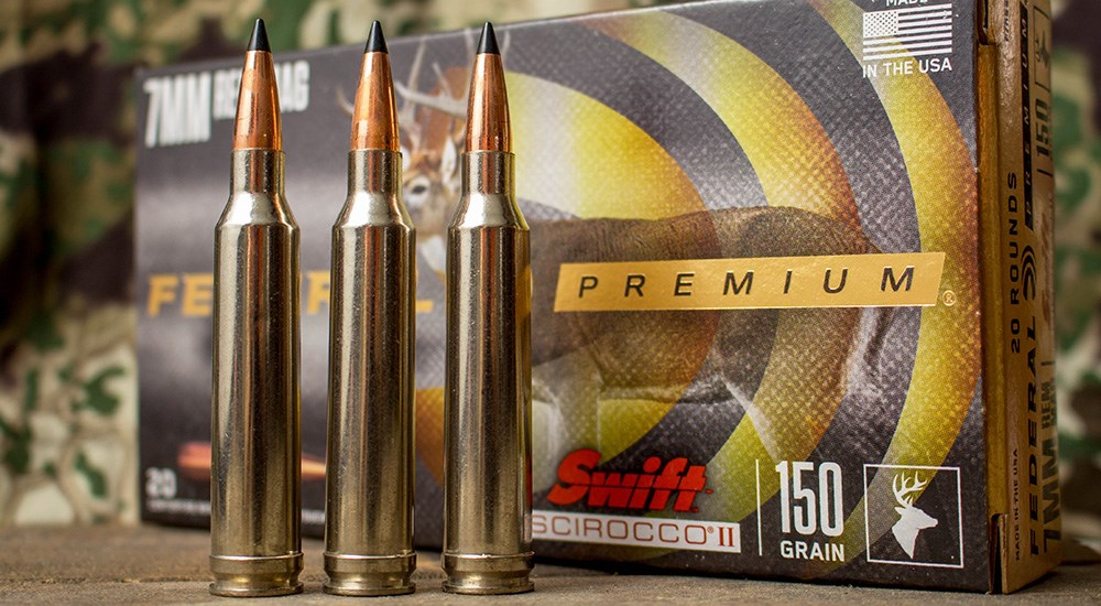 Federal Premium Swift Scirocco II 150-grain 7mm Remington Magnum ammunition.