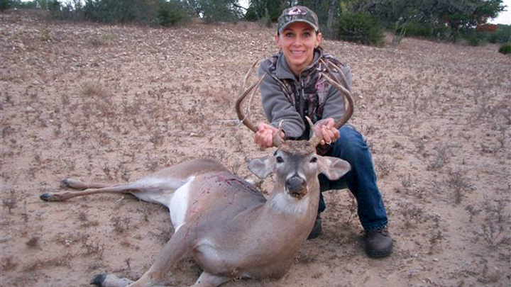 Female Hunter with Whitetail Buck in Louisiana