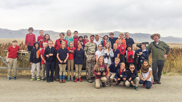 Group of Children on a Field Trip at Bear River Migratory Bird Refuge