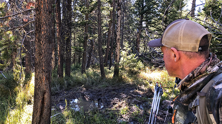 Hunter Looking at Elk Wallow