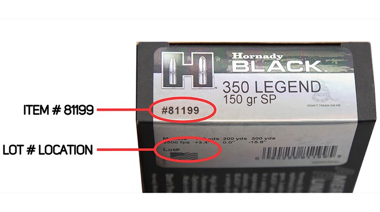 Hornady Issues Recall on 350 Legend 150-gr. SP Hornady Black | An Official Journal Of The NRA