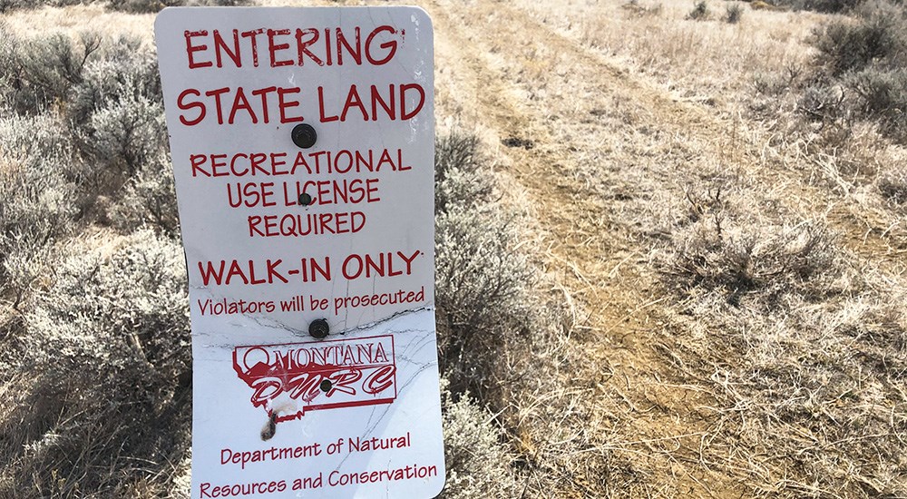 Montana Department of Natural Resources and Conservation sign notifying the entering of state land.