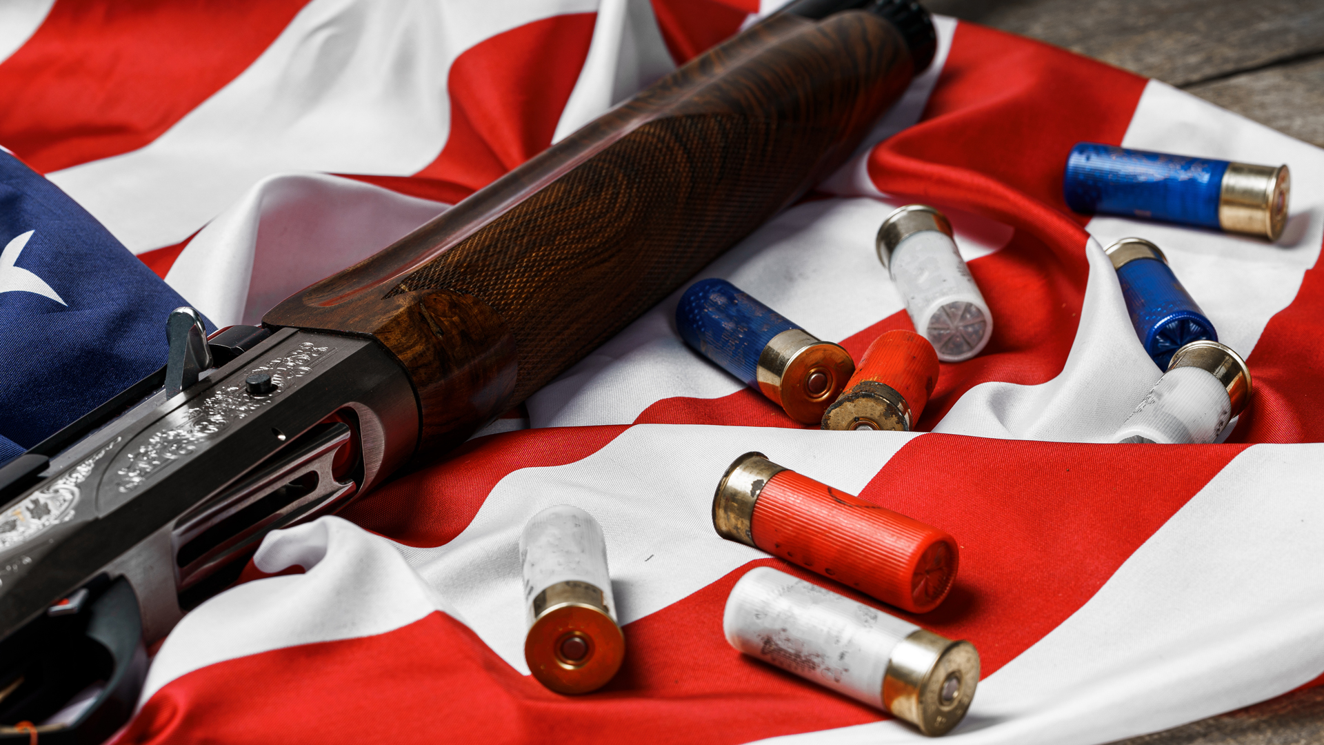 Shotgun, Shells And Flag