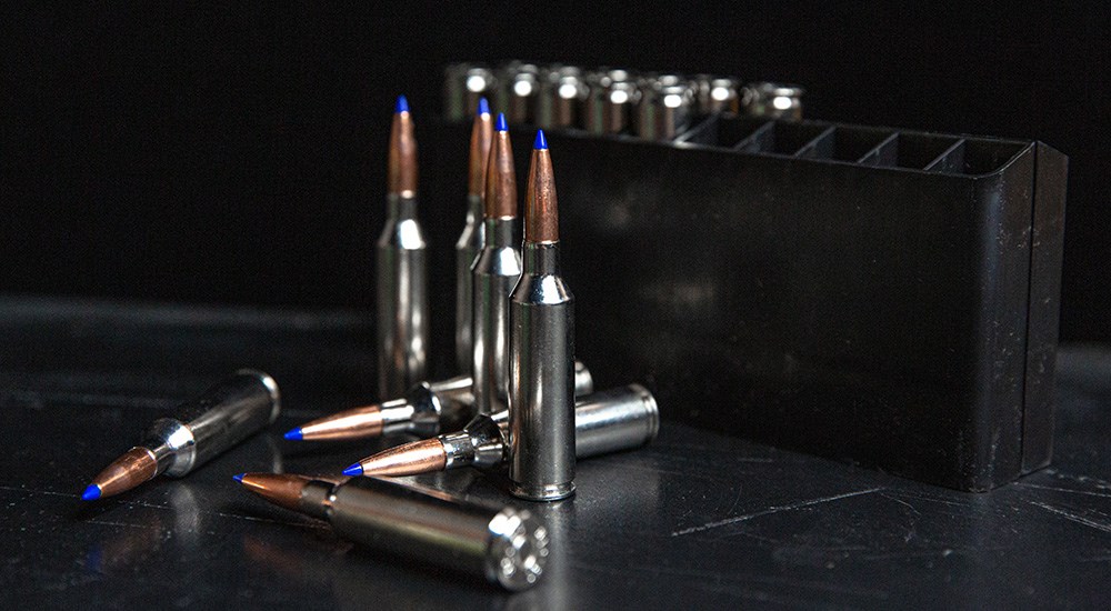 Barnes LRX ammunition on dark grey table.