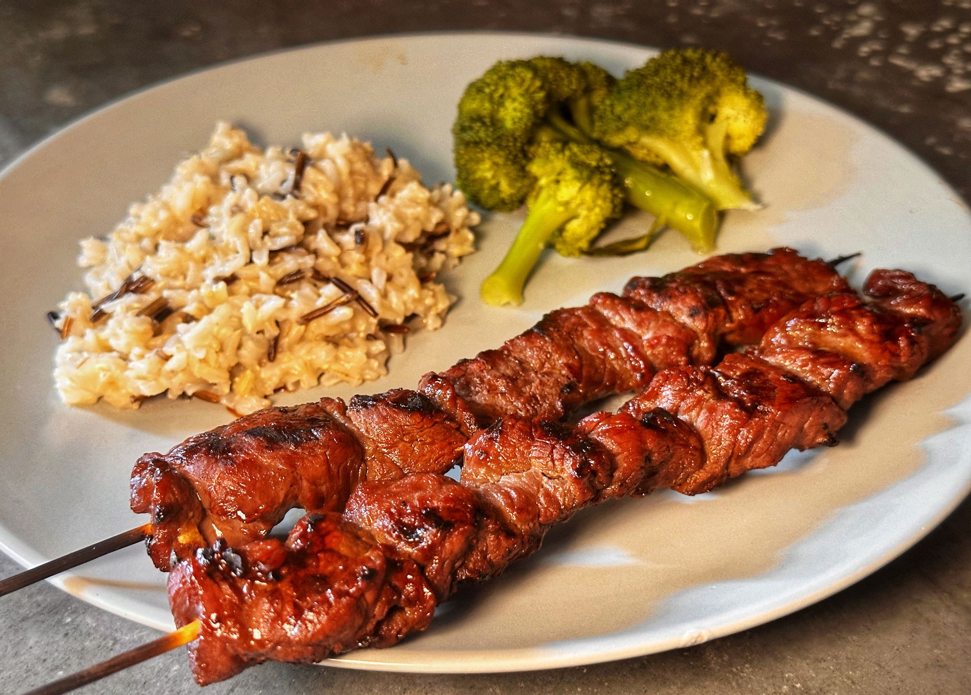 Plated Meal of skewers