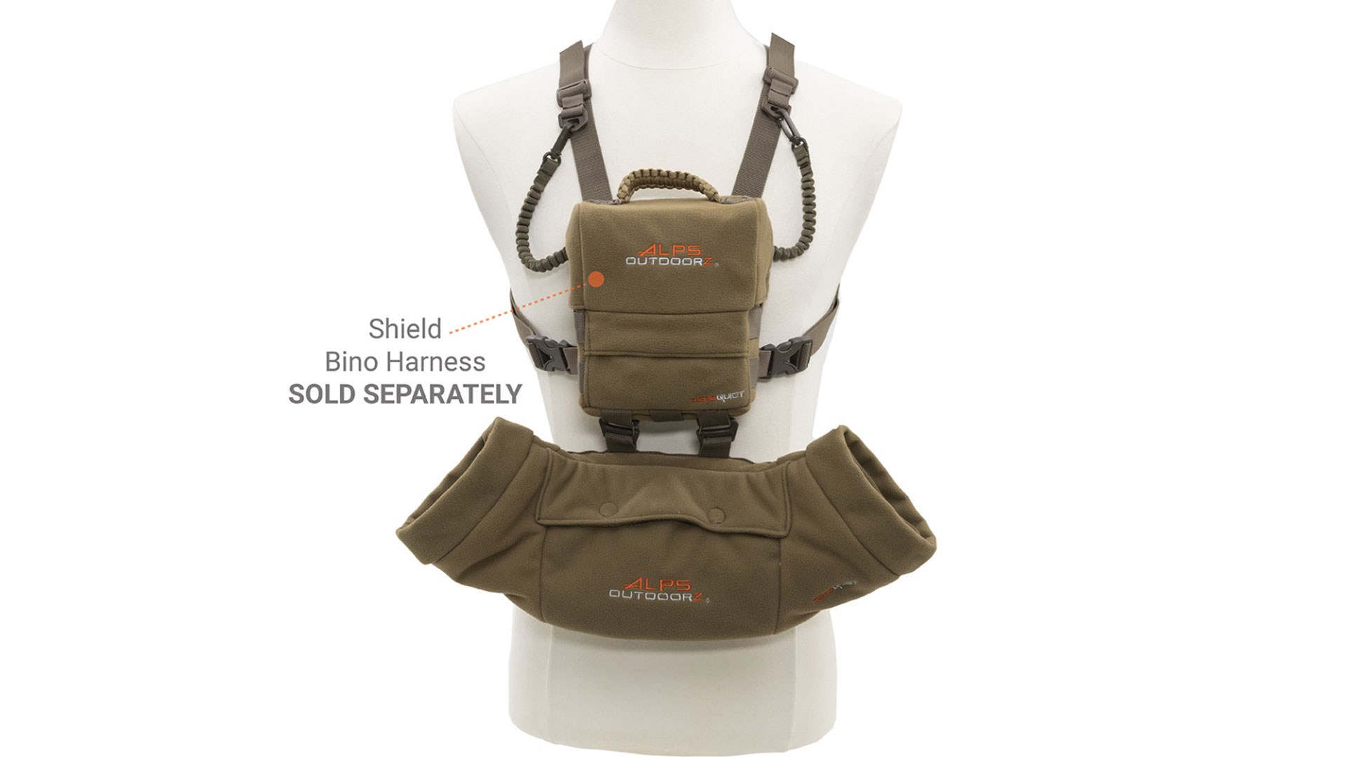 Ember attached to Shield Bino harness