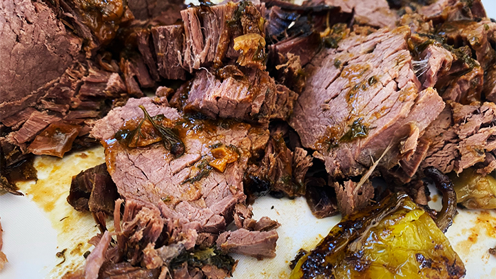 Slow Cooker Buttery Pepperoncini Elk Roast Cut Up