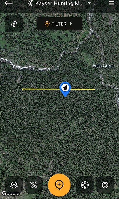 Hunting app tracking turkey sighting.