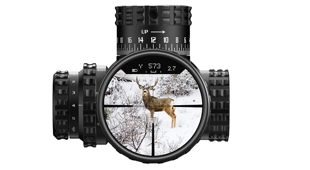 Burris Veracity PH riflescope display showing deer in snow.