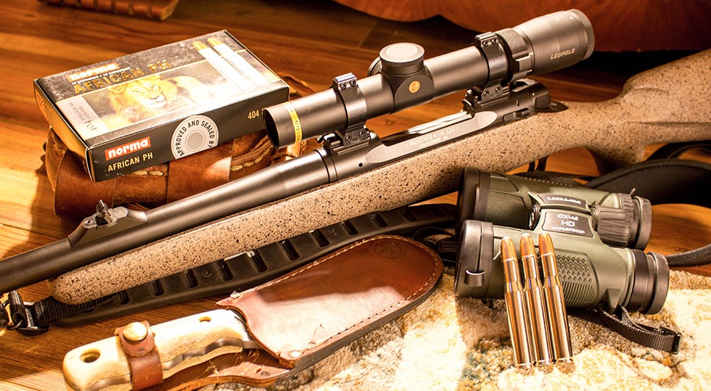 Bansner and Company custom rifle stock on .404 Jeffery rifle.