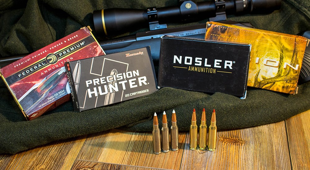Federal Premium, Hornady, Nosler and Fusion 7mm-08 Remington ammunition boxes.