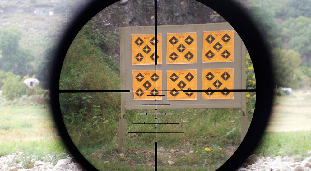 riflescope duplex reticle on target