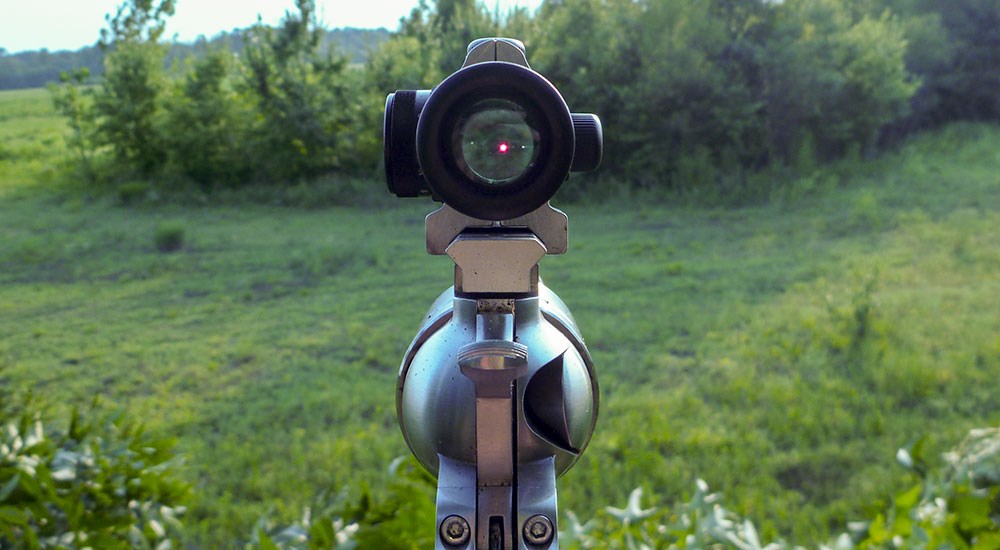 View through Red Dot Optic Atop Revolver