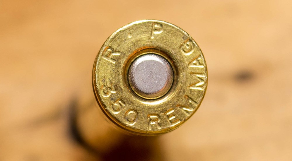 350 Remington Magnum cartridge head stamp.