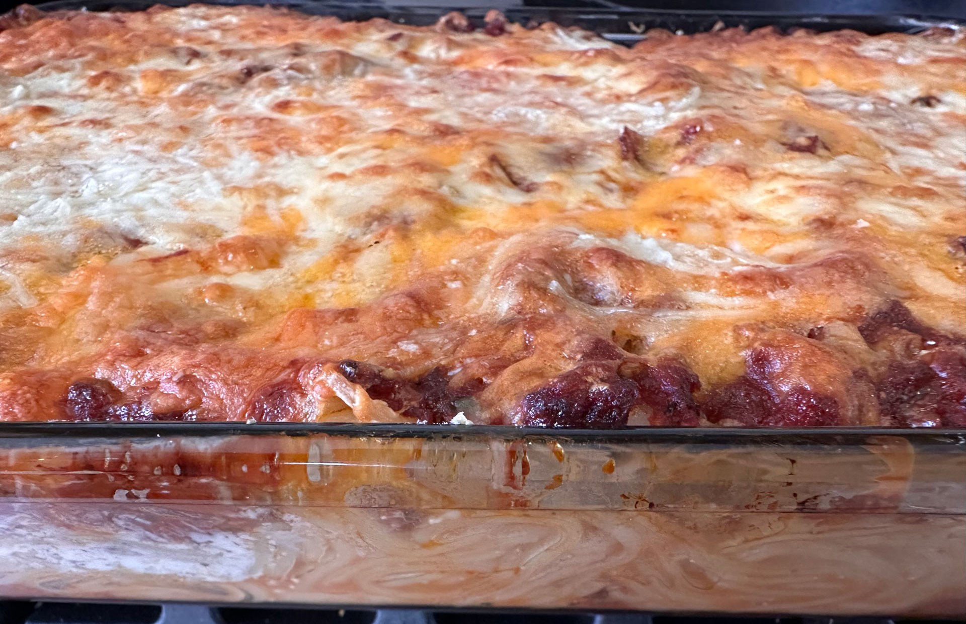 Spaghetti bake in casserole dish