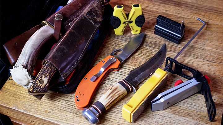 Knives on Table Prepping to be Sharpened