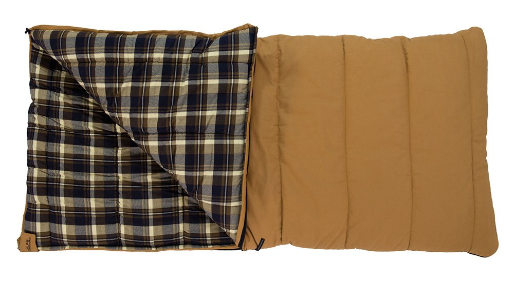 ALPS OutdoorZ Redwood -25 degrees sleeping bag half unzipped.