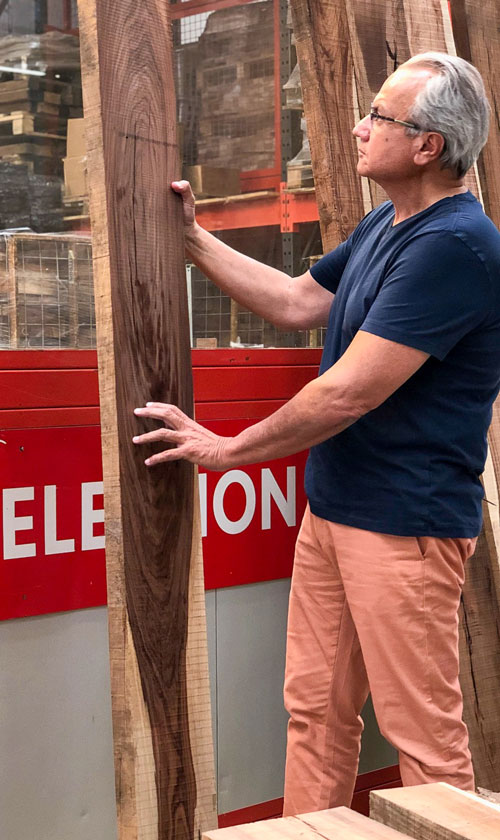 Anthony Imperato selecting wood