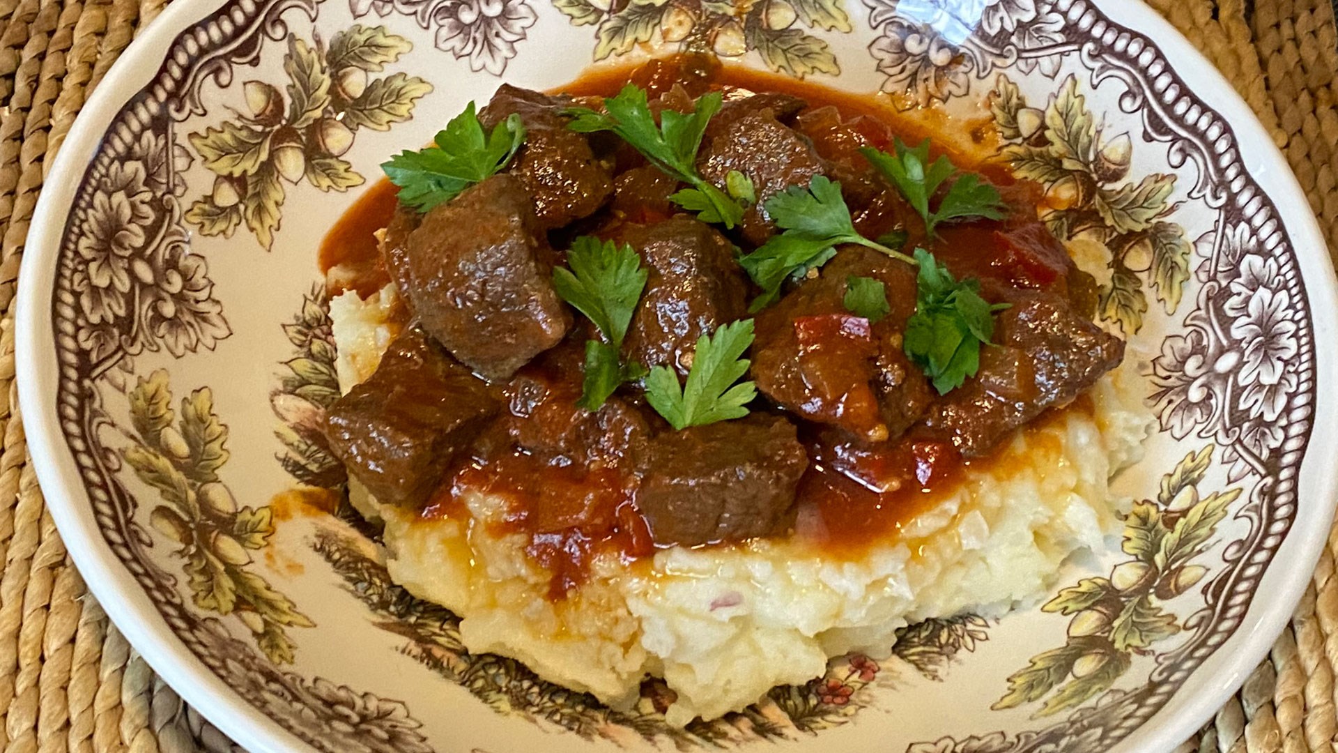 Delicious cubed steak over potatoes