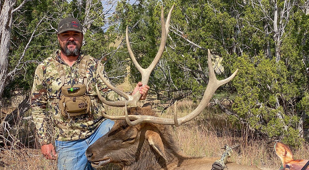 Hunter with Bull Elk