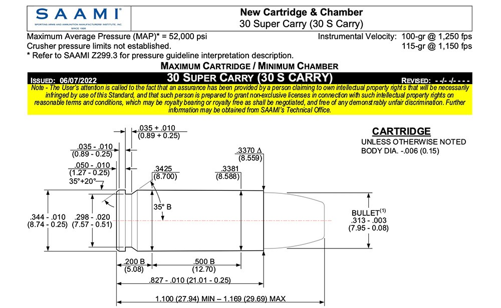 SAAMI 30 Super Carry New Cartridge and Chamber Designs