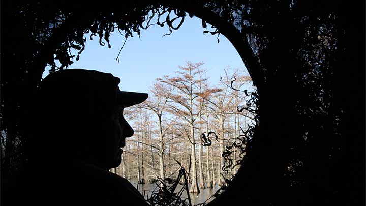 Duck Hunter in Duck Blind