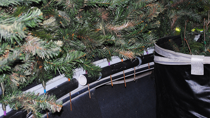 DIY Boat Blind Built with PVC Pipe and Artificial Christmas Tree Branches