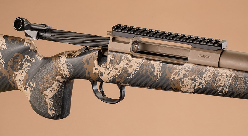 Pure Precision Carbon Ascent rifle action with bolt open.