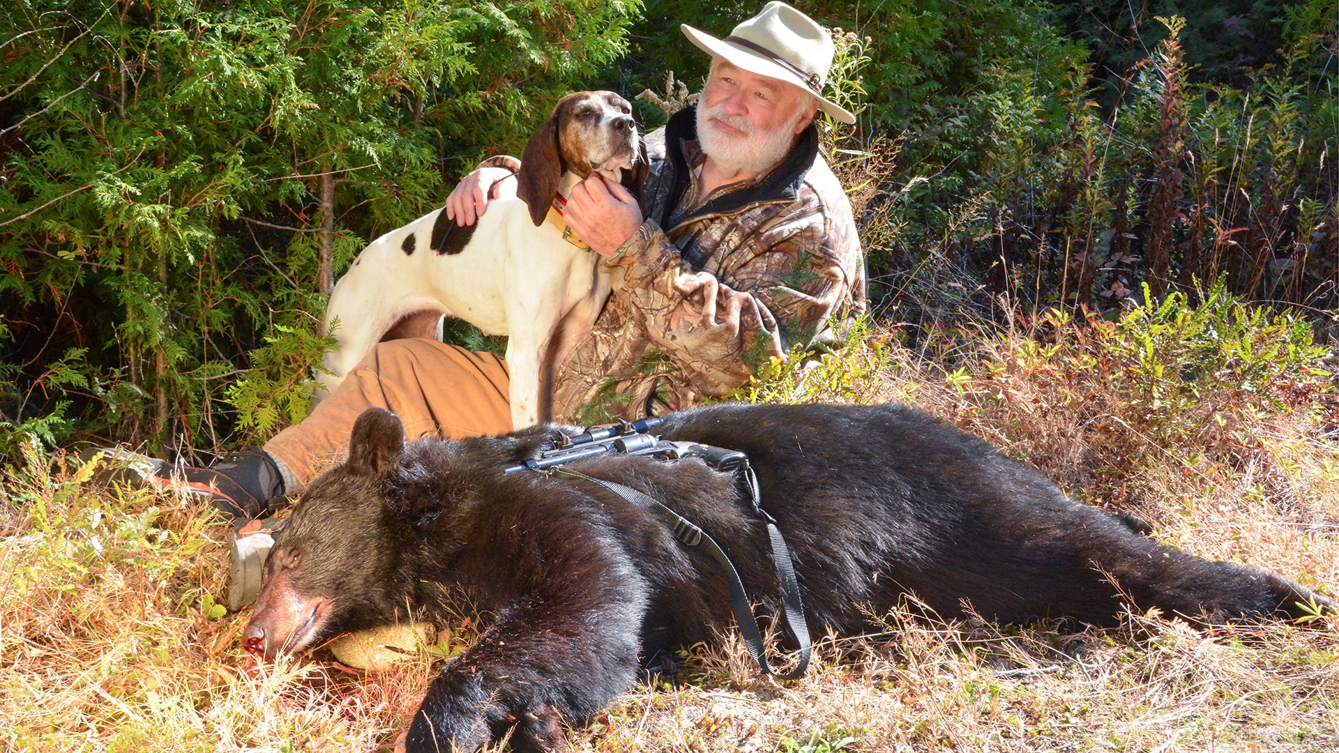 Author, dog and bear