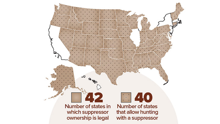 Suppressor Ownership Legality by State Graphic
