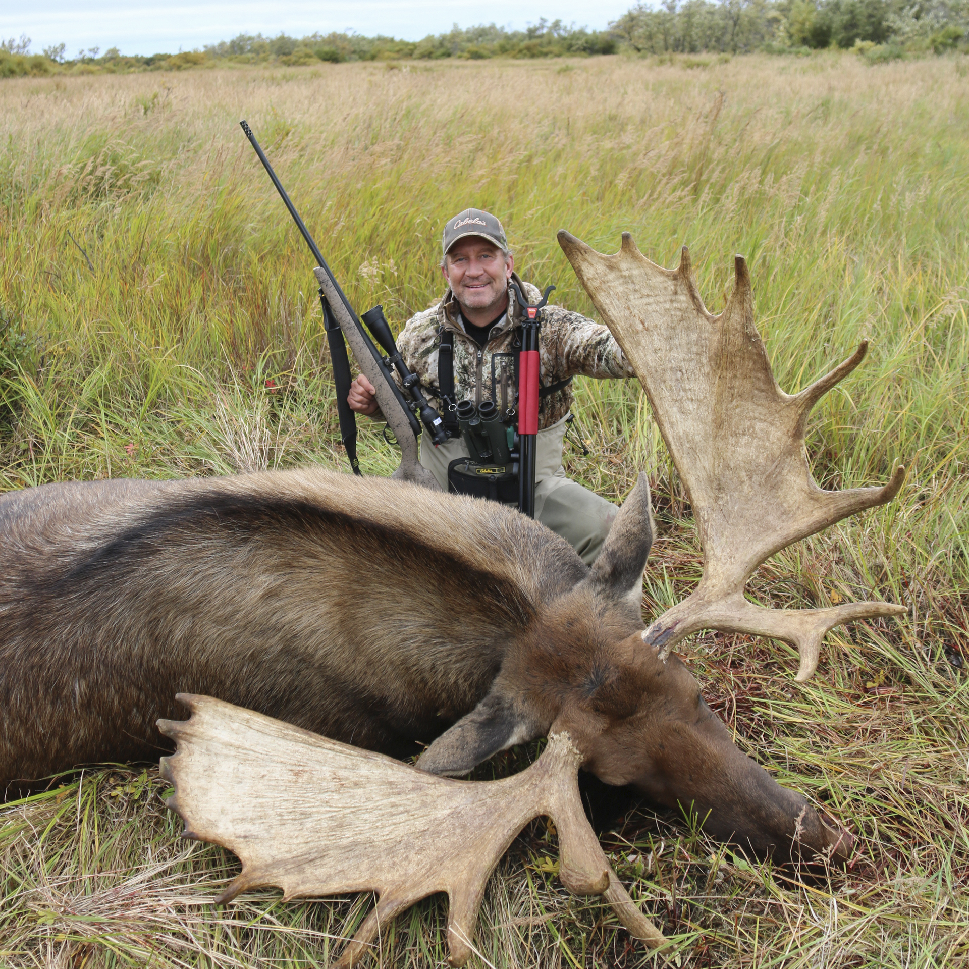 Hunter with moose