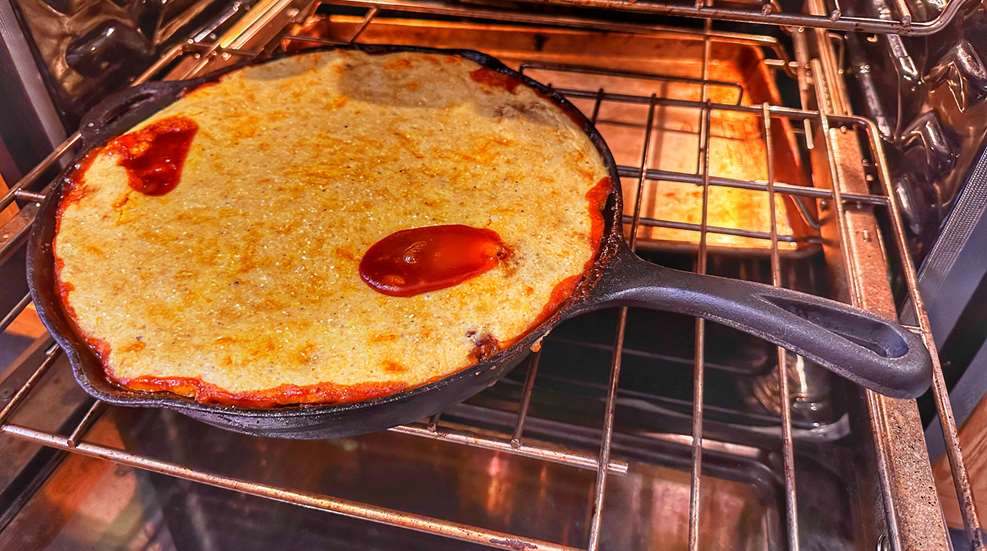Cornbread In Skillet In Oven