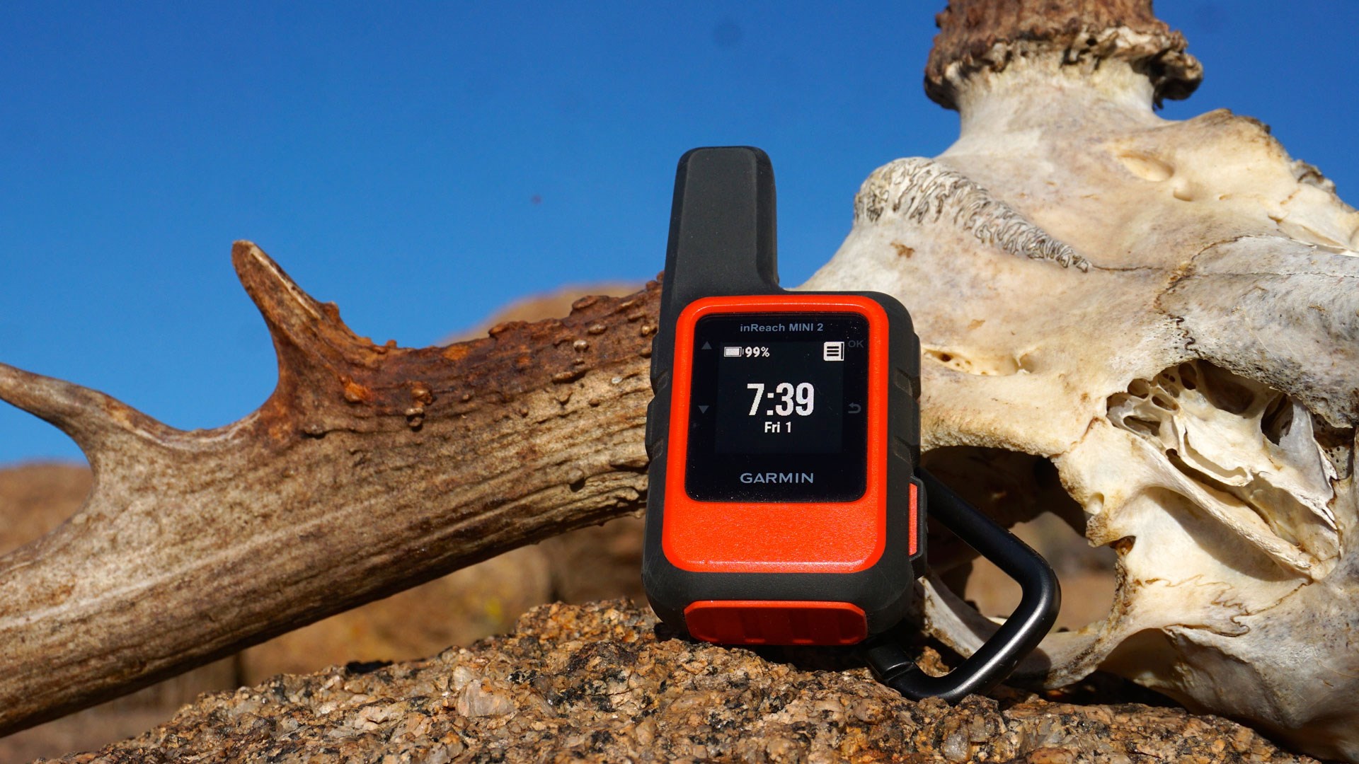 Garmin inReach next to skull