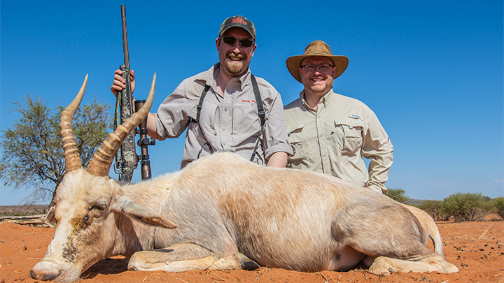 Hunter with PH and white blesbok