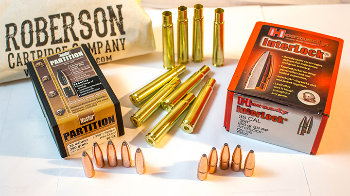 Hornady 350 Rigby Magnum Bullets and Roberson Cartridge Company Brass Casings