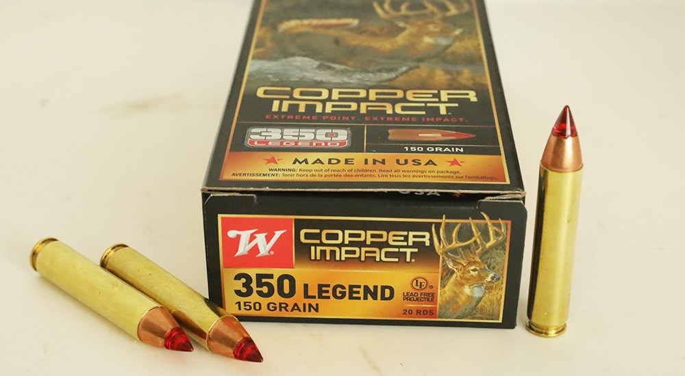 Winchester Copper Impact 150 grain 350 Legend ammunition.