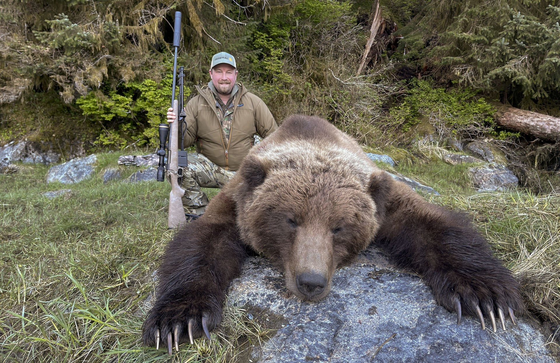 Draper with his brown bear