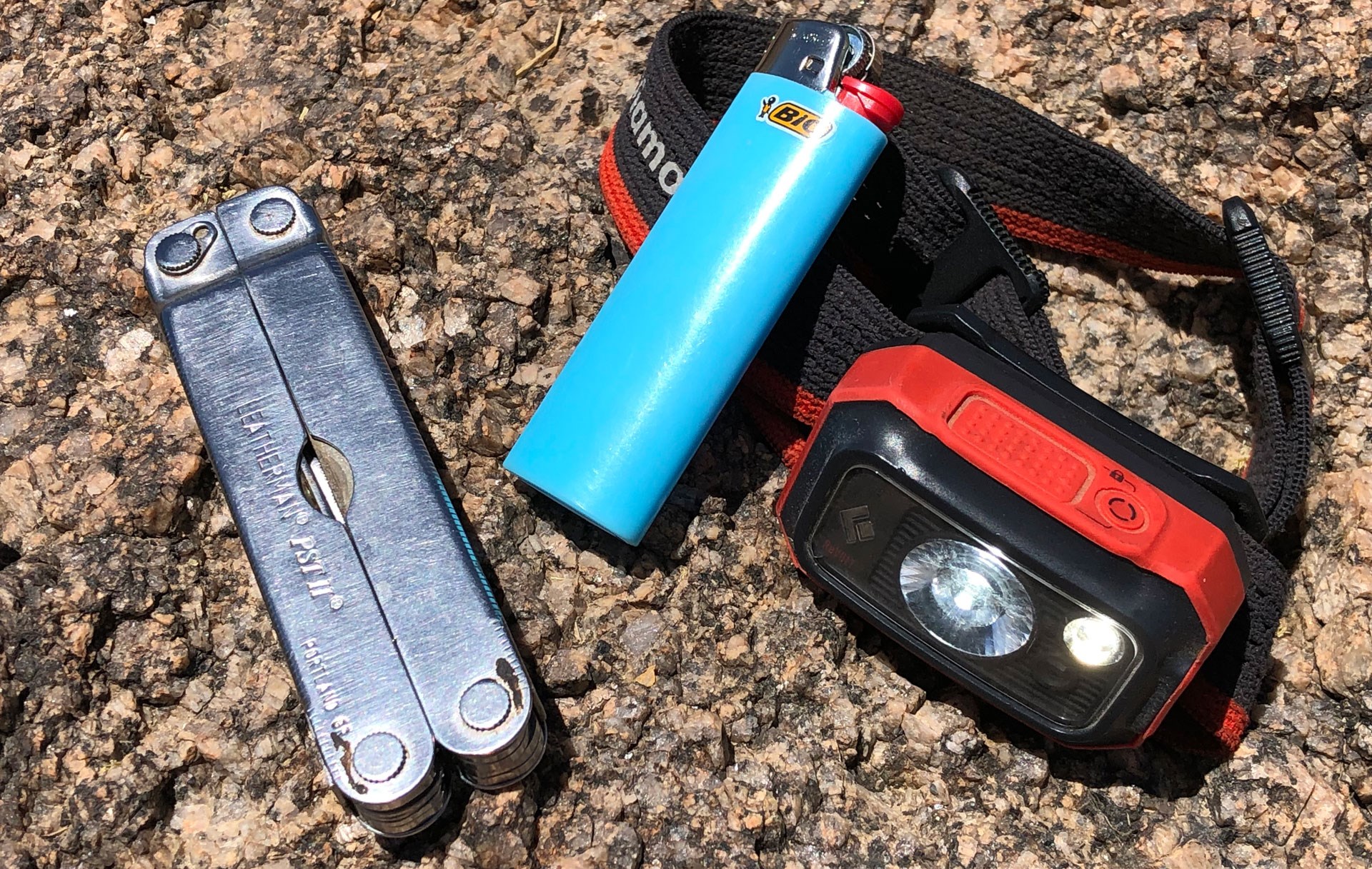 Headlamp, Lighter, Multitool