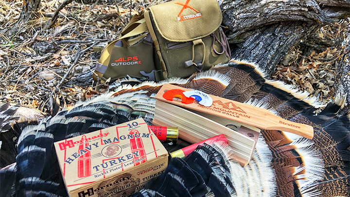 Turkey Shotshells and Turkey Call on Turkey Fan