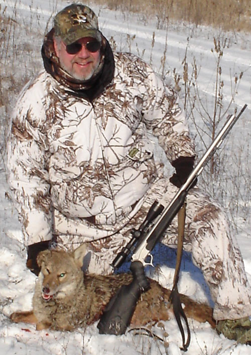 Roux with coyote and winter camo