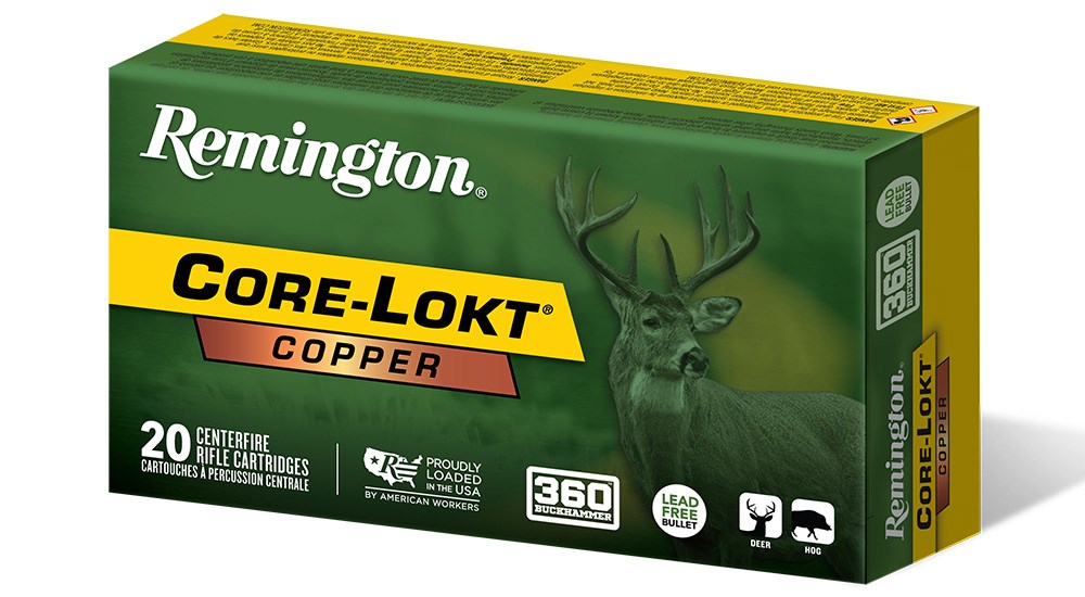Remington 360 Buckhammer Core-Lokt Copper ammunition box.