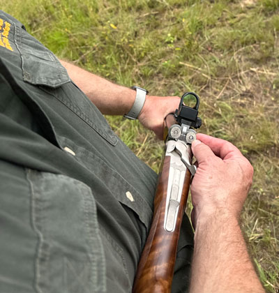 Loading double rifle with SRO attached